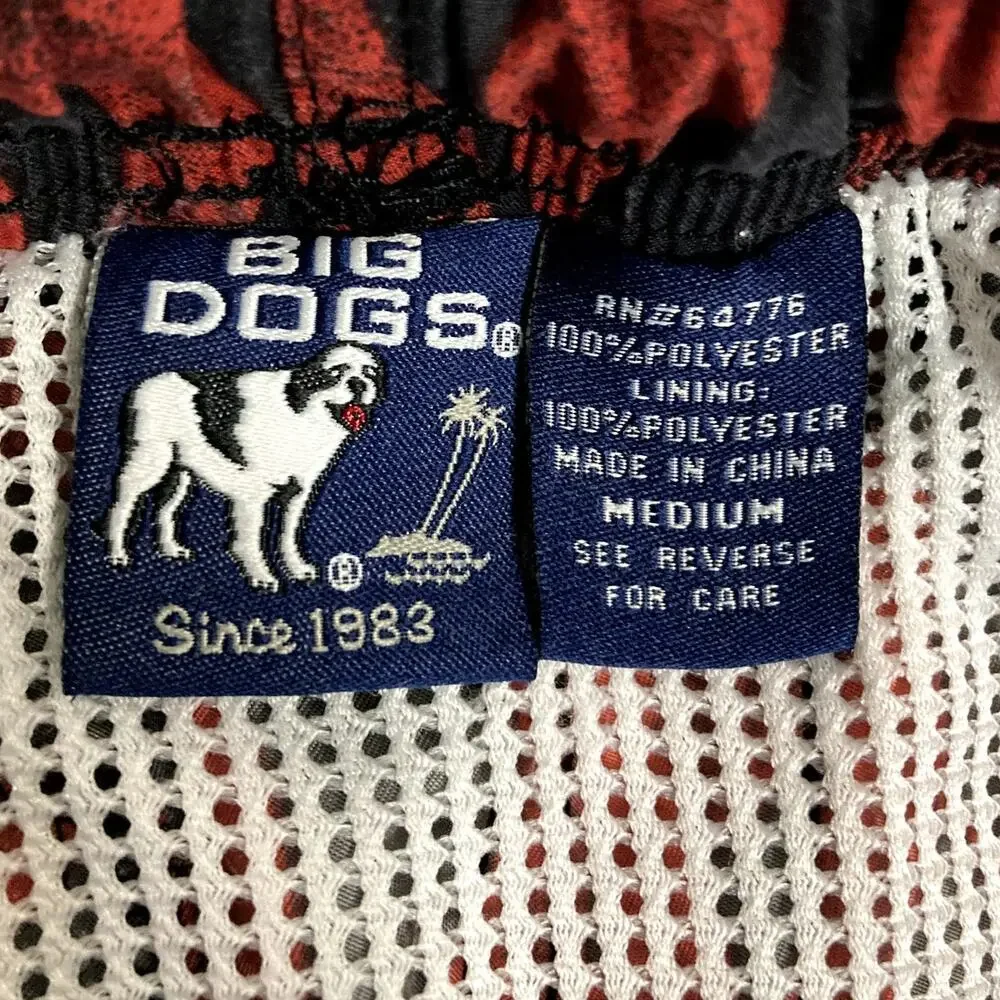 Vtg Big Dog‎ Board Shorts Men's Medium Red Hot Sauce Flames Beach Party